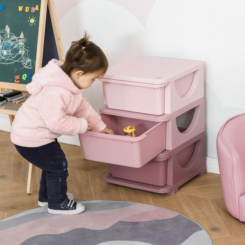 3 Tier Kids Storage Unit Dresser Tower with Drawers Chest Toy Organizer for Bedroom Nursery Kindergarten Living Room for Boys