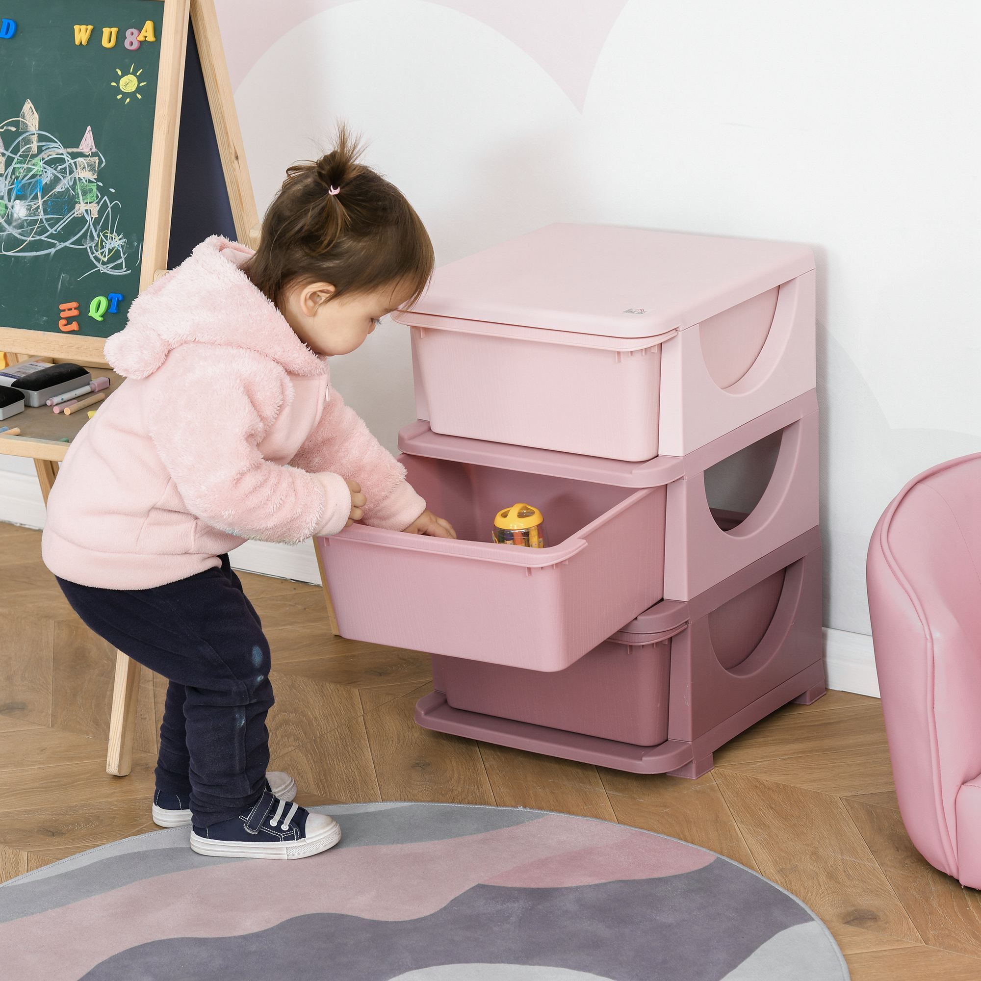 3 Tier Kids Storage Unit Dresser Tower with Drawers Chest Toy Organizer for Bedroom Nursery Kindergarten Living Room for Boys