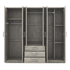 6-Doors Wooden Wardrobe Storage for Bedroom, with Big Drawers, Gray - Grand Goldman Shop