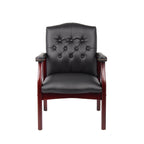 Leather Reception Guest Chairs  W/Padded Seat and Arms Ergonomic Mid-Back Office Executive Side Chair for Meeting Waiting Roo