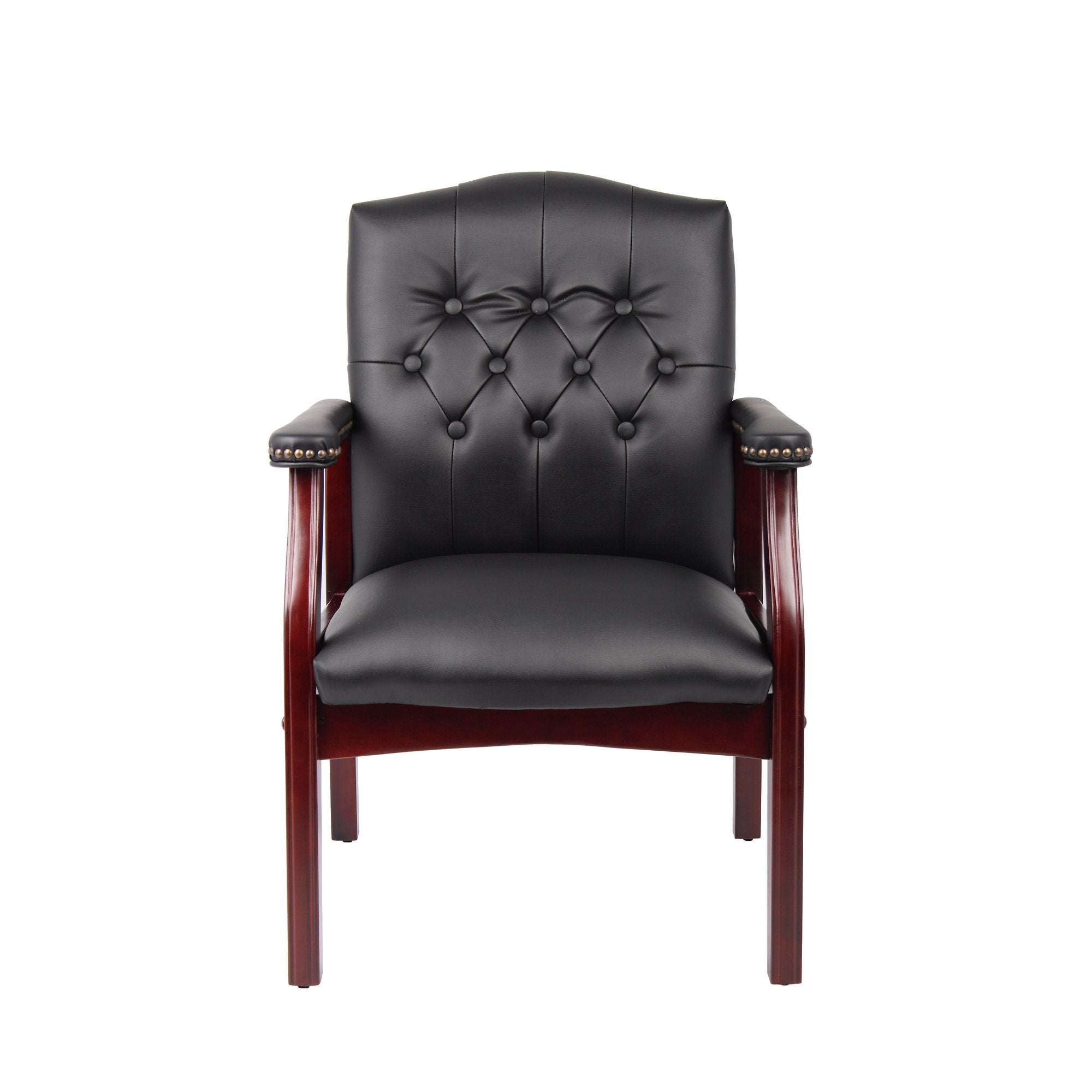 Leather Reception Guest Chairs  W/Padded Seat and Arms Ergonomic Mid-Back Office Executive Side Chair for Meeting Waiting Roo