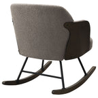 Valera Taupe Boucle Upholstered Mid Back Rocking Chair with Walnut-Finished Bentwood Frame and Metal Legs - Grand Goldman Shop