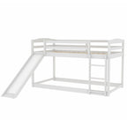 White Twin over Twin Bunk Bed with Convertible Slide and Ladder, Pine Wood and MDF, 79.3''L x 84.4''W x 46.5''H - Grand Goldman Shop