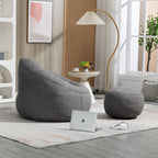 Bedding Bean Bag Sofa Chair with High-Pressure Foam and Footrest, Grey Microfiber - Grand Goldman Shop