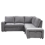 U_STYLE L-shaped Pull-Out Sofa Bed with Storage, USB Ports, and Cup Holders, Modular Design for Living Rooms, Offices & Apartments - Grand Goldman Shop