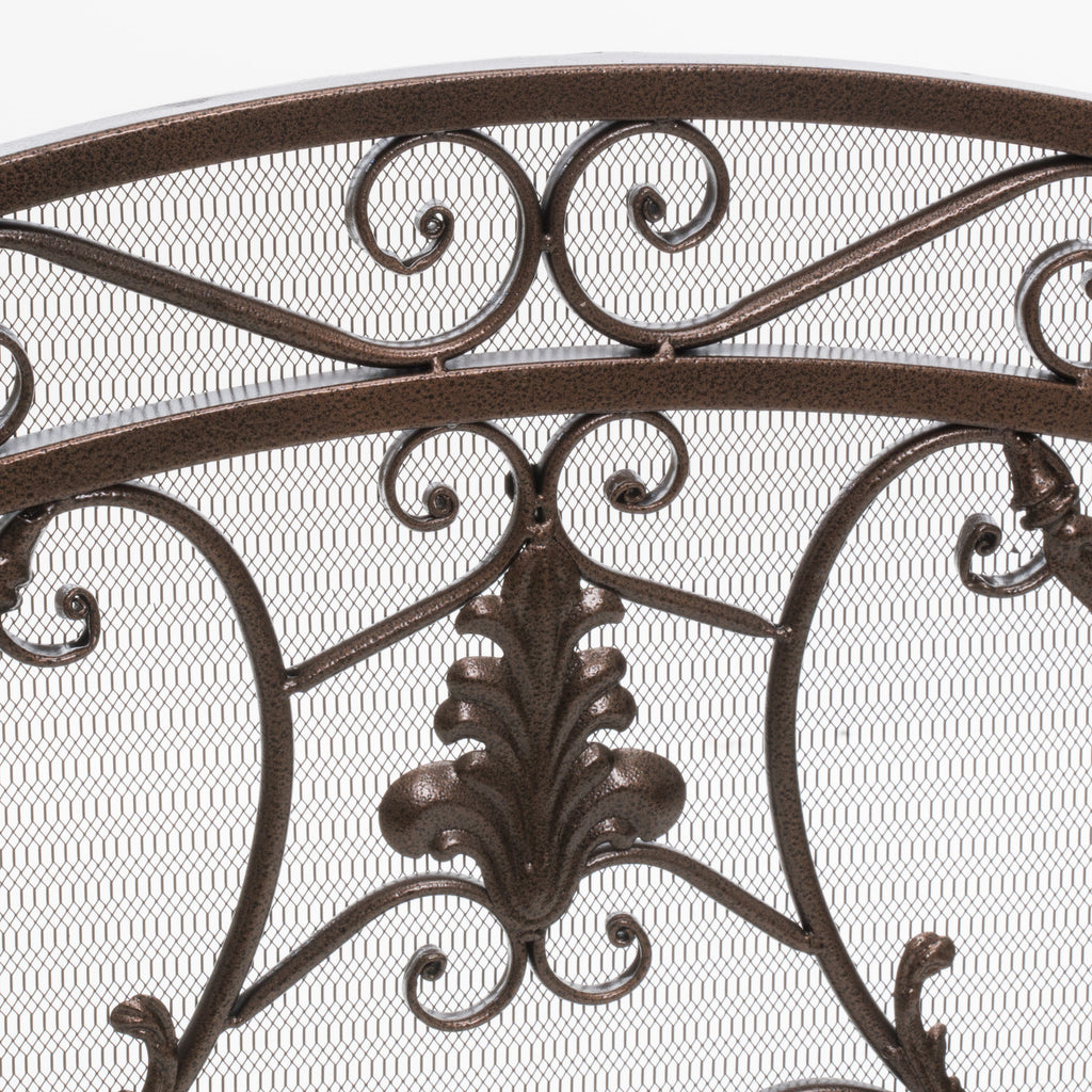 Waterbury Traditional Fireplace Screen with Gold Flower on Black Iron Frame, 53.50x36.50 - Grand Goldman Shop