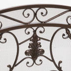 Waterbury Traditional Fireplace Screen with Gold Flower on Black Iron Frame, 53.50x36.50 - Grand Goldman Shop