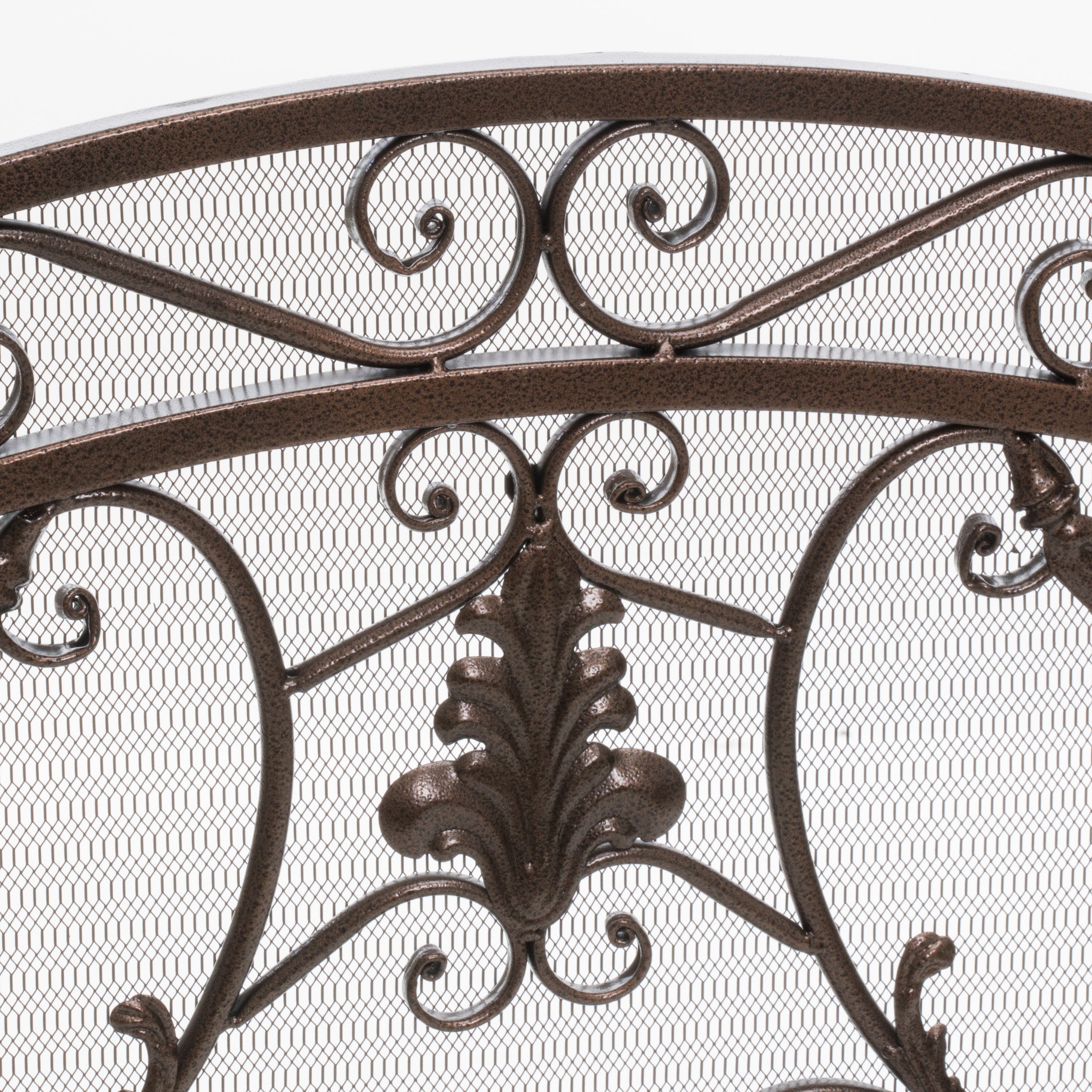 Waterbury Traditional Fireplace Screen with Gold Flower on Black Iron Frame, 53.50x36.50 - Grand Goldman Shop