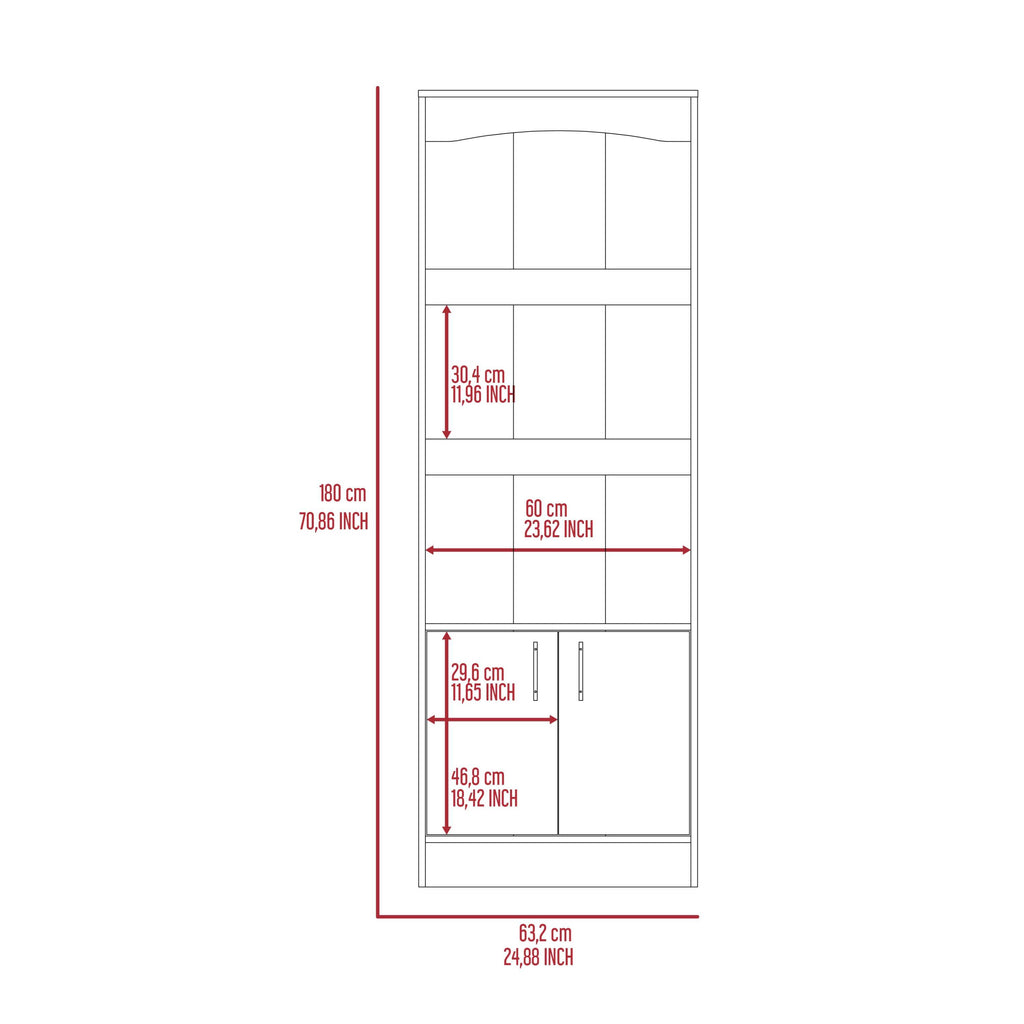 Durango Bookcase, Three Shelves, Double Door Cabinet | Premium Home Decor - Grand Goldman