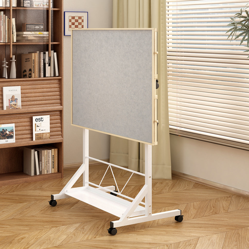 (WHITE) Wooden 1500 Piece Puzzle Table with Drawer, 35'*27.17' Adjustable Puzzle Table, 360° Tilting Puzzle Table with Legs a
