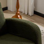 Modern Accent Rocking Chair Rocking Chair with Solid Wood Legs, Upholstered Nursery Glider Rocker, Comfy Armchair with Side Pocket, Living Room Lounge Arm Chair with High Backrest (green,teddy) - Grand Goldman Shop