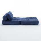 Folding Sofa Bed, Convertible Sleeper Chair with Pillow Foldable Mattress with Back Support, Portable Fold Out Chair Bed Comfy Floor Sofa Lounge for Living Room Bedroom, Dark Blue, Single - Grand Goldman Shop