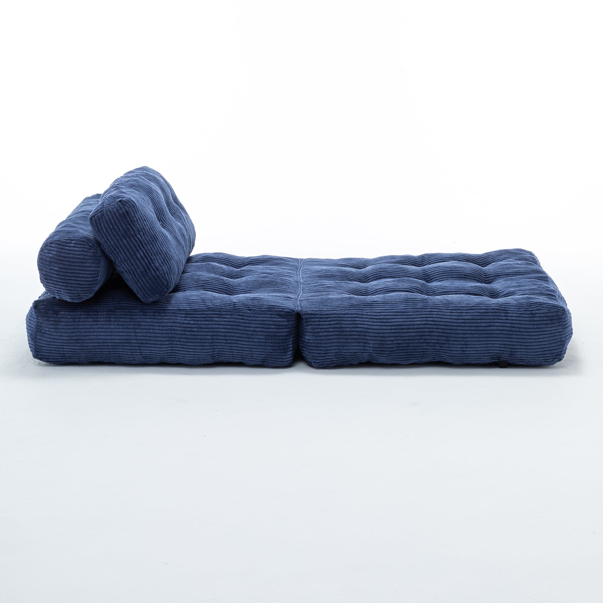 Folding Sofa Bed, Convertible Sleeper Chair with Pillow Foldable Mattress with Back Support, Portable Fold Out Chair Bed Comfy Floor Sofa Lounge for Living Room Bedroom, Dark Blue, Single - Grand Goldman Shop