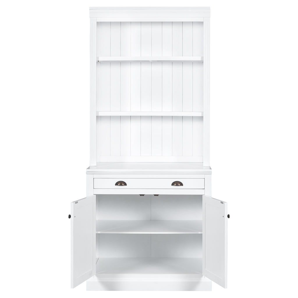83.4'Tall Bookshelf with 3 pieces LED Lighting, Modern Bookcase with 2 Doors and 1 Drawer,Storage Bookcase with Open Shelves for Living Room,Home Office,White - Grand Goldman Shop