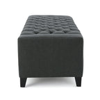 Contemporary Storage Ottoman with Tufted Top in Dark Grey Fabric - Grand Goldman Shop