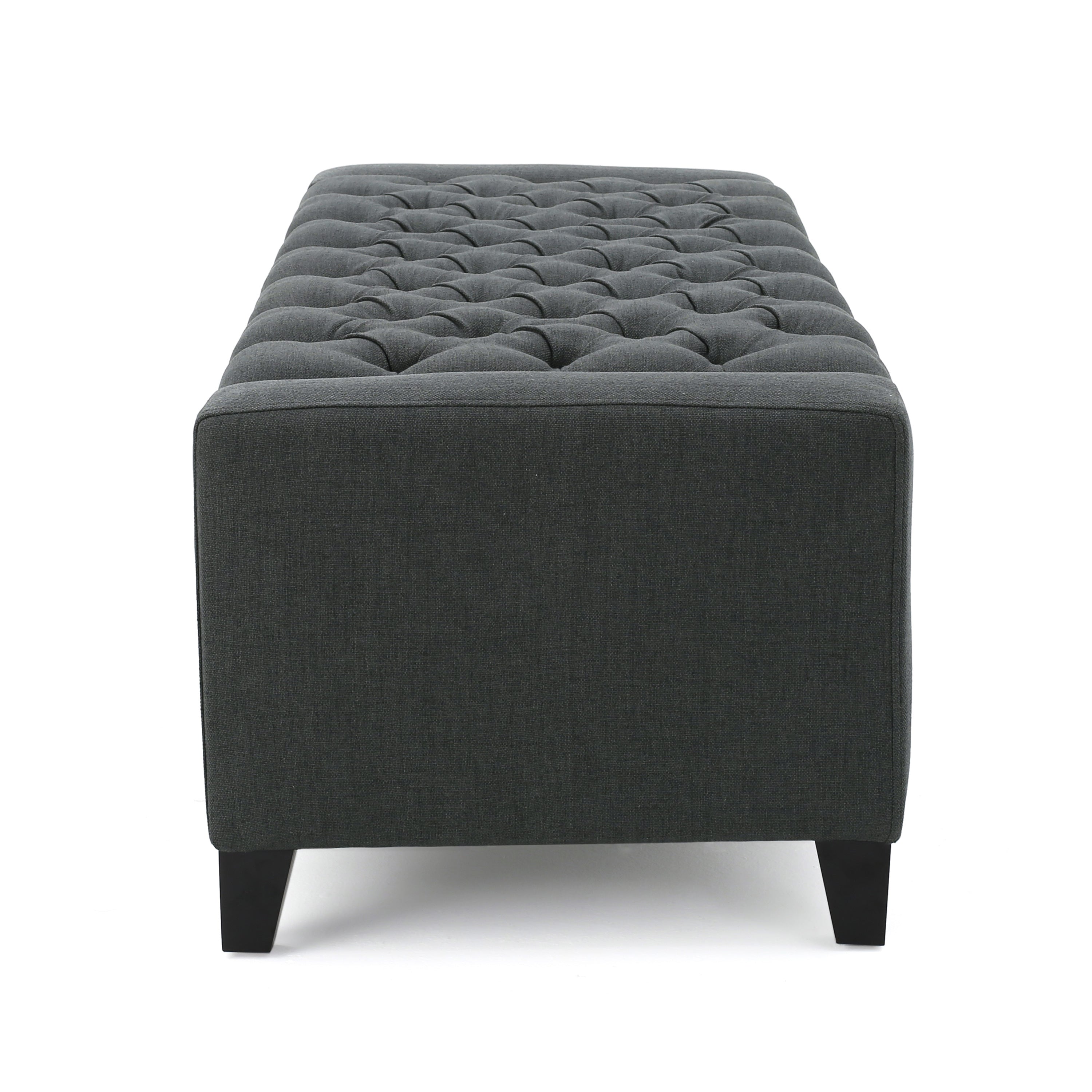 Contemporary Storage Ottoman with Tufted Top in Dark Grey Fabric - Grand Goldman Shop