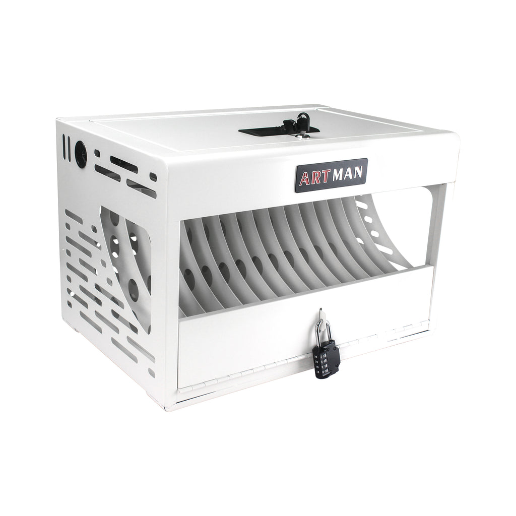 16 Bay Charging Cabinet for Laptop, Chromebook, Locking Charging Station-White - Grand Goldman