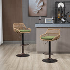 COOLMORE Modern Swivel Bar Stools Set of 2 with Adjustable Height and Footrest in Green Linen - Grand Goldman Shop