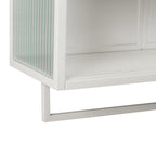 23.62'Glass Doors Modern Two-door Wall Cabinet with Featuring Two-tier Enclosed Storage, an Open Shelf, and Towel Rack, for Entryway Living Room Bathroom Dining Room - Grand Goldman Shop