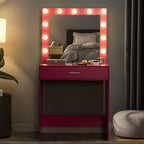 Vanity Desk with Mirror and Lights, Dressing Table with Large Drawer, 1 Level Storage Dresser & 3 Lighting Modes Adjustable Brightness, Suitable for Bedroom(Pink) - Grand Goldman Shop