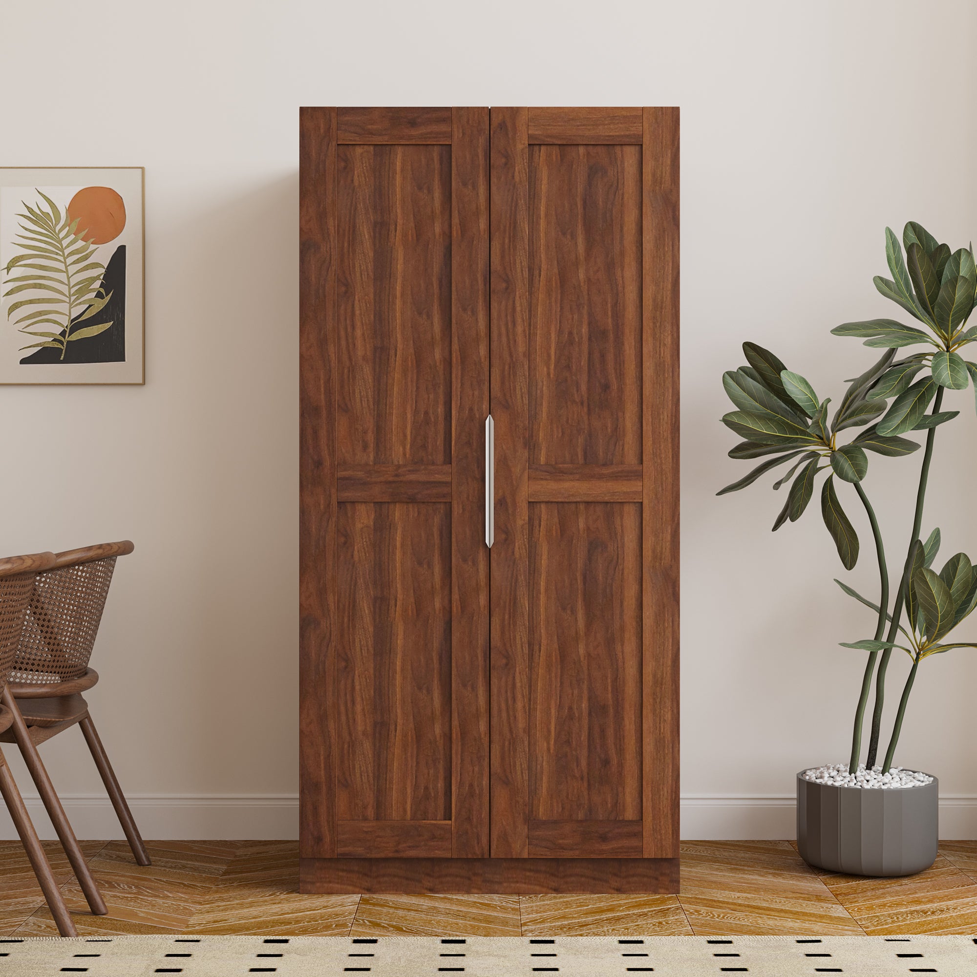 62.99in Kitchen Pantry Cabinet, Walnut  Freestanding Buffet Cupboards Sideboard with Doors &  Shelves, Kitchen Pantry Storage Cabinet for Kitchen, Living Room and Dinning Room - Grand Goldman Shop