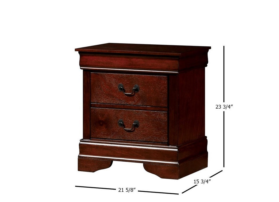 1pc Nightstand Cherry Finish Louis Philippe Solid wood English Dovetail Construction Antique Nickle Hanging Pulls - Grand Goldman Shop