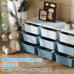 Qaba 3 Tier Kids Storage Unit, 9 Drawer Chest Toy Organizer Plastic Bins for Kids Bedroom Nursery Kindergarten Living Room fo