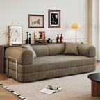78.8' Compression Sofa,Convertible Floor Sofa Bed-with Pillow Back Support Armrest,Comfy Futon Couch Sleeper Bed,Loveseats Boneless Modular Sectional Sofa,Corduroy fabric,for Living Room,Bedroom,Camel - Grand Goldman Shop