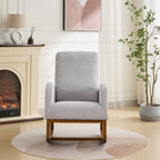 27.2'W Rocking Chair for Nursery, Polyester Glider Chair with High Back and Side Pocket, Rocking Accent Armchair with Rubber Wood Legs for Living Room/Bedroom.Light Gray - Grand Goldman Shop