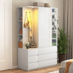 Wardrobe Closet 71.7' H, Bedroom Wooden Wardrobe with 2 Doors 6 Drawers, Modern Clothing Storage Cabinet Combination with Storage Shelves and Hanging Rail, White - Grand Goldman Shop