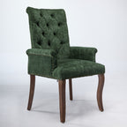 Upholstered Chenille Fabric Accent Dining Chair, Curved Solid Wood Legs, Elegant Tufted Club Dining Room Kitchen Room Arm Dining Chair, Single Pack,Olive Green,SW1895OL - Grand Goldman Shop