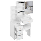 29.2' Small Space Left Bedside Cabinet Vanity Table + Cushioned Stool, Extra Large Right sliding mirror, Multi Layer High Capacity Storage, Practical Fashionable Dresser, EPA, GCC, UL Certificate - Grand Goldman Shop