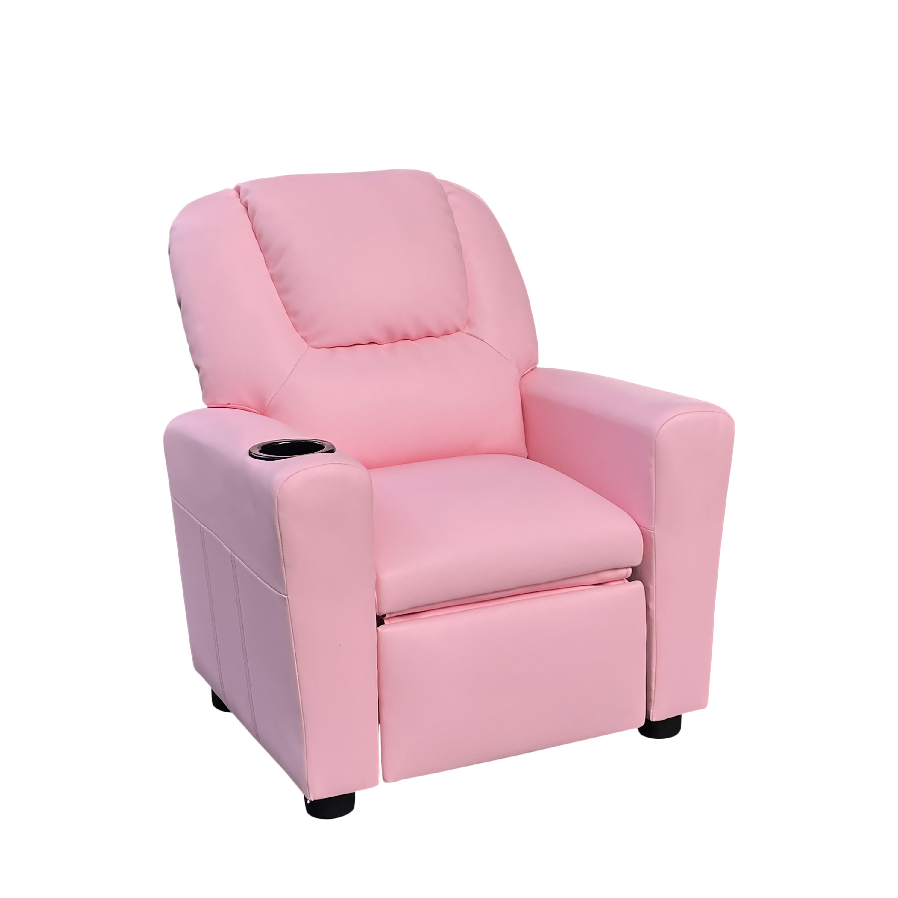 Marisa 23' Pink PU Leather Kids Recliner Chair with Cupholder | Premium Home Decor - Grand Goldman