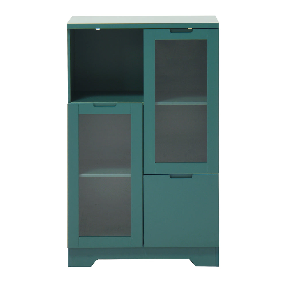 Modern MDF Painted Cabinet with Glass Doors and Drawer, Green, Bedroom Living Room Storage - Grand Goldman Shop