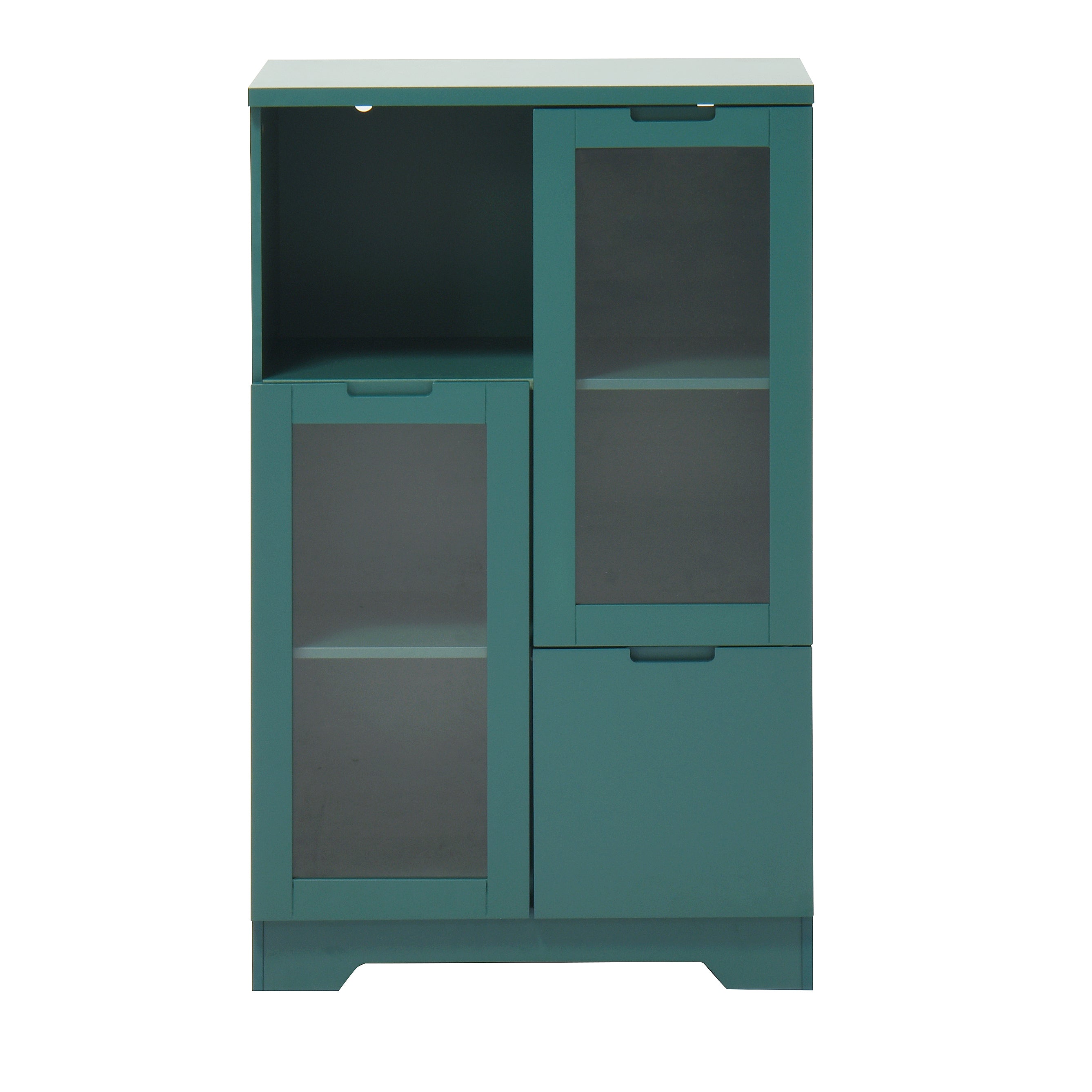 Modern MDF Painted Cabinet with Glass Doors and Drawer, Green, Bedroom Living Room Storage - Grand Goldman Shop
