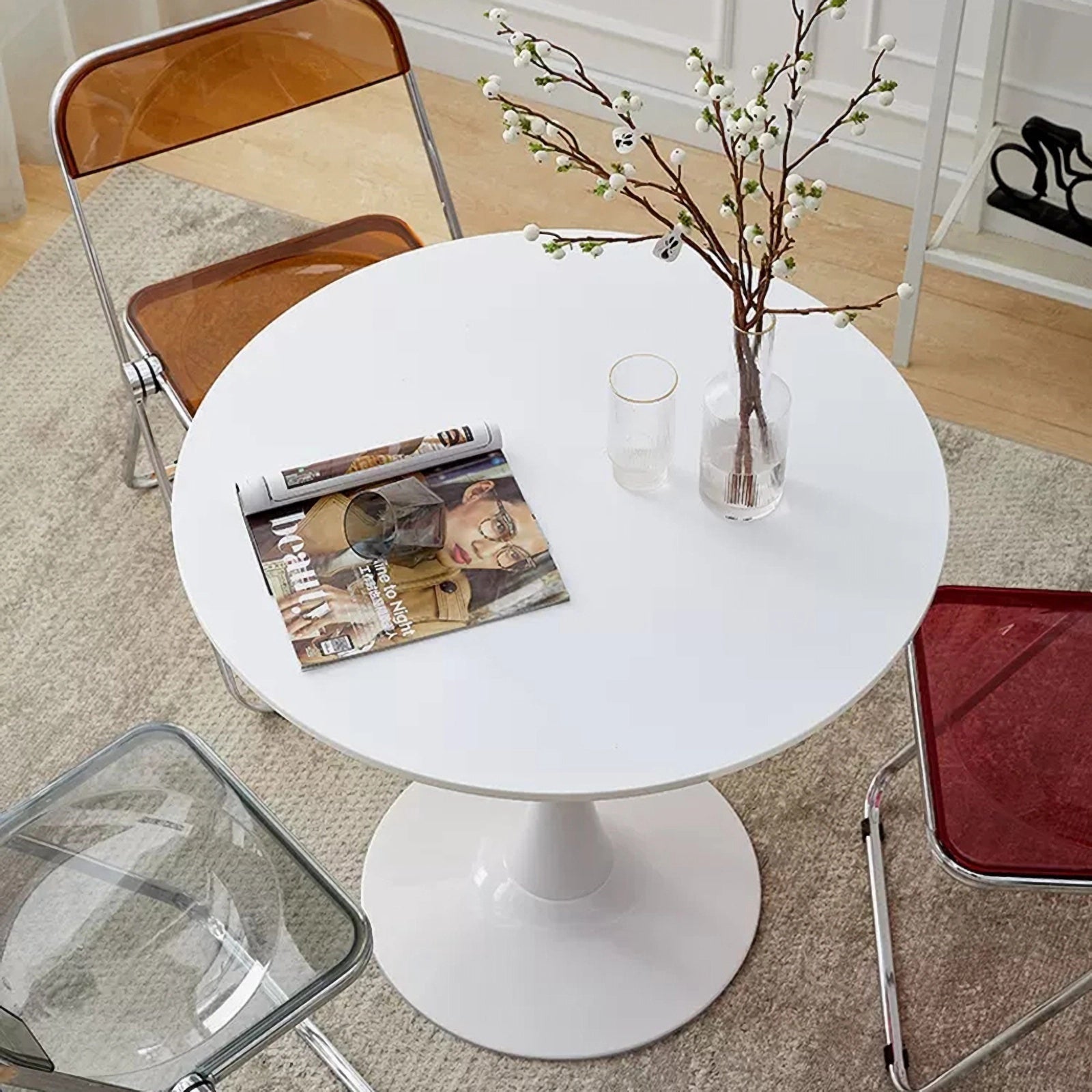 Modern Round Dining Table, ∅31.5'' Kitchen Dining Room Furniture, Coffee Table, Leisure Table, Living Room Table, Oval Dining Table, WHTIE - Grand Goldman Shop