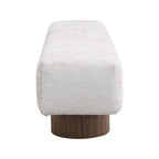 Upholstered Dining Bench for Dining Room, No-Assembly End of Bed Entryway Bench Ottoman for Bedroom Living Room, Beige Faux Fur Fabric Stool Top Wood Leg 300 LBS Weight Capacity - Grand Goldman Shop