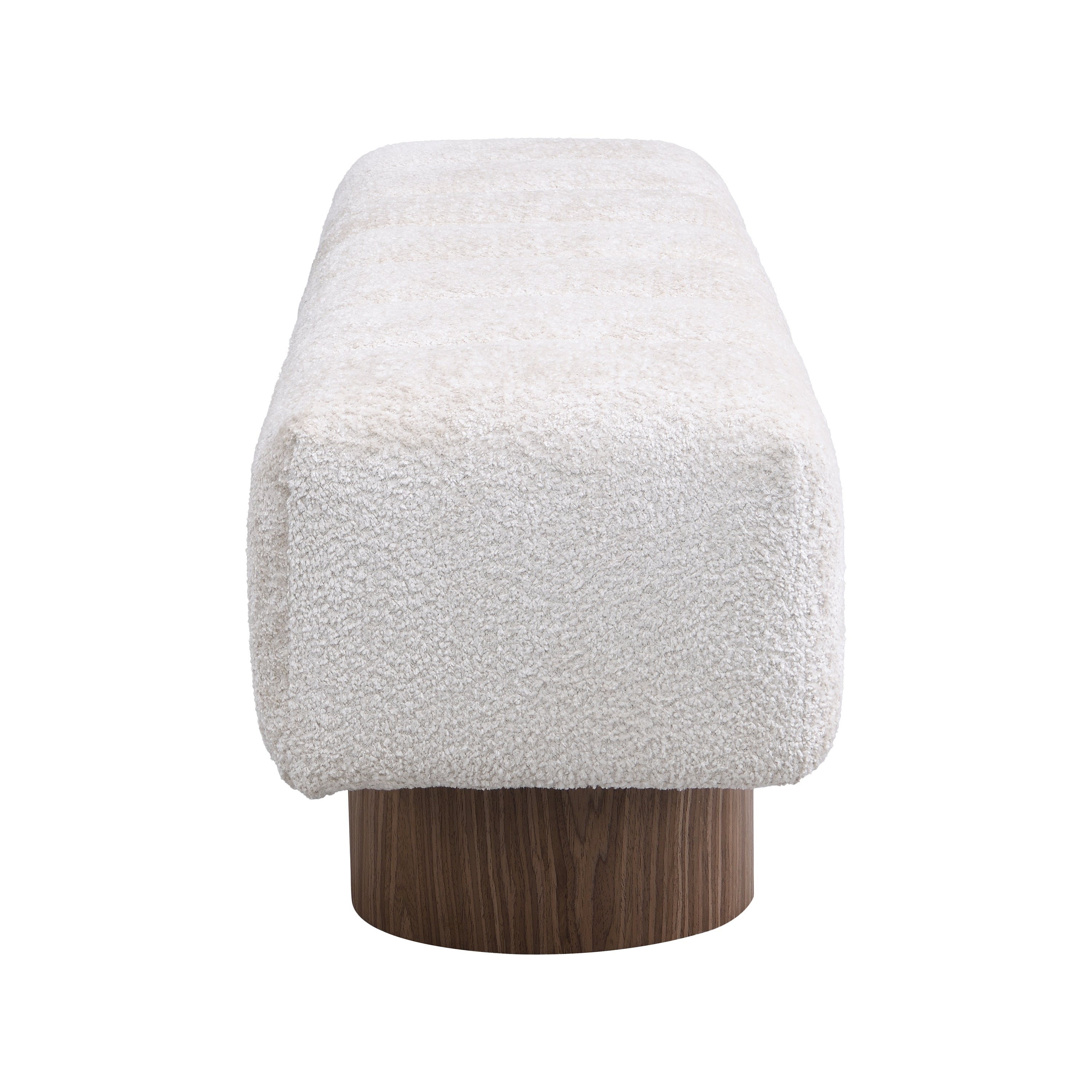 Upholstered Dining Bench for Dining Room, No-Assembly End of Bed Entryway Bench Ottoman for Bedroom Living Room, Beige Faux Fur Fabric Stool Top Wood Leg 300 LBS Weight Capacity - Grand Goldman Shop