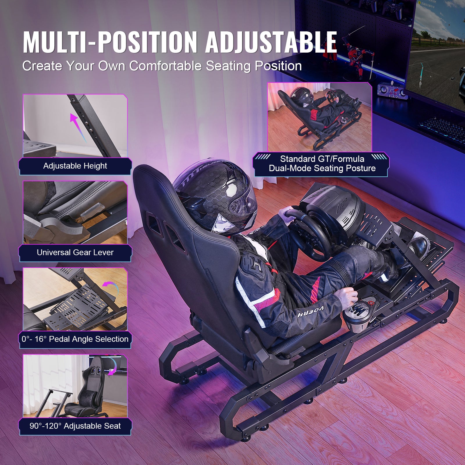 Heavy Duty Racing Wheel Stand for Logitech G923/G920/G29 Max330LBS Compact | Premium Home Decor - Grand Goldman