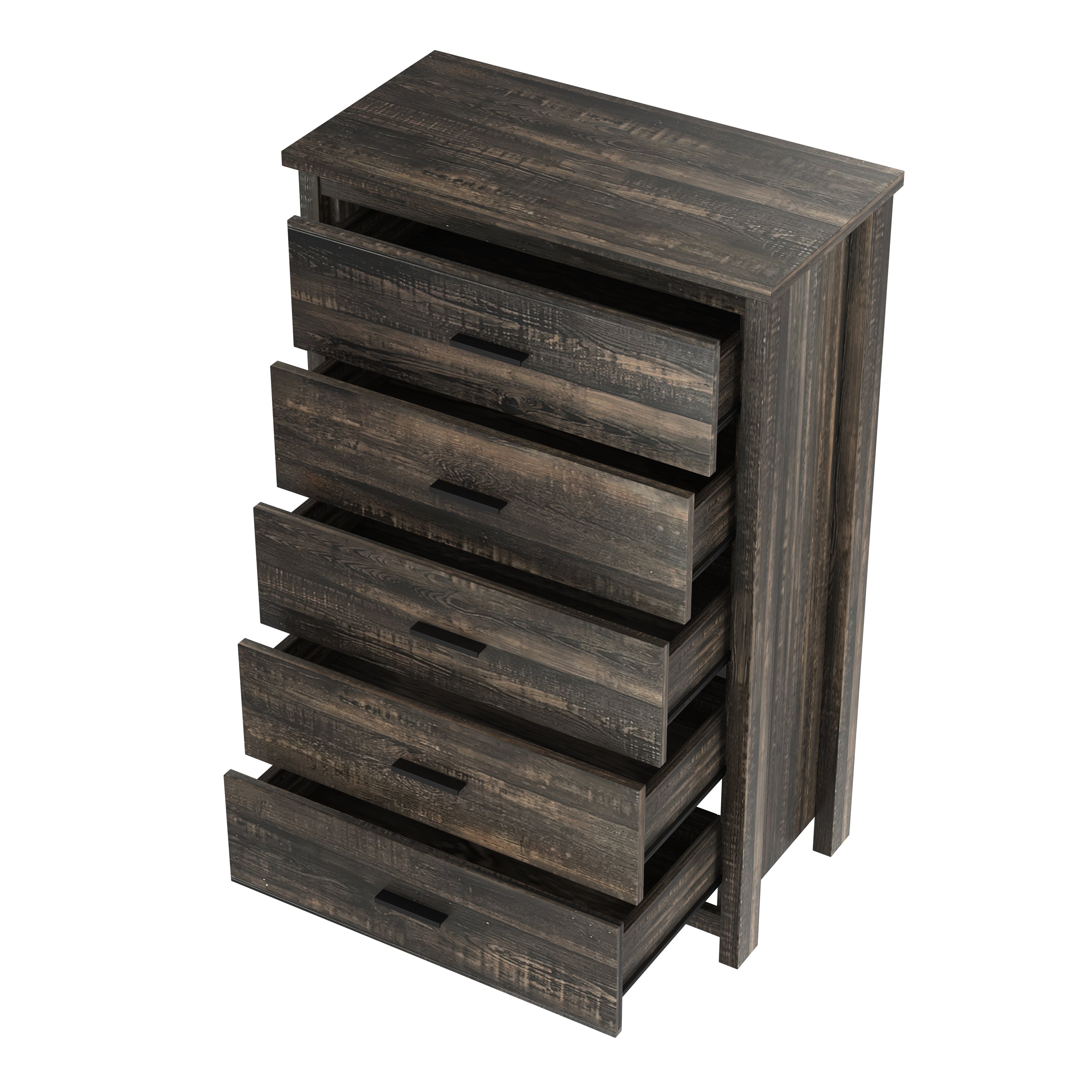 4PCS Bedroom Sets, Wooden Queen Size Bed Frame with Storage Headboard and Charging Station, 2 Nightstands with 2 Drawers, 1 Dresser with 5 Drawers, Antique Gray - Grand Goldman Shop