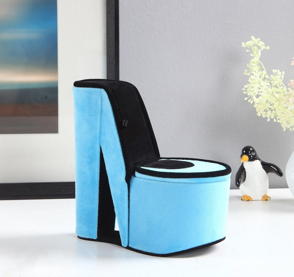 9' Tall Display Jewelry Box with Hidden Storage, High Heel Shoe Design, Turquoise Velvet - Grand Goldman Shop
