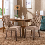 Nikki Collection Modern, High-end Tufted Solid Wood Contemporary Velvet Upholstered Dining Chair with Wood Legs Nailhead Trim 2-Pcs Set, Khaki, SW2001KK - Grand Goldman Shop