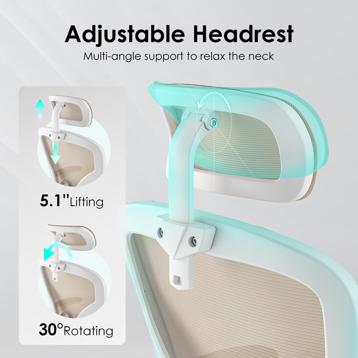 Ergonomic Office Chair, Home Office Desk Chair with Headrest, High Back Computer Chair with Armrests and Adjustable Lumbar Su