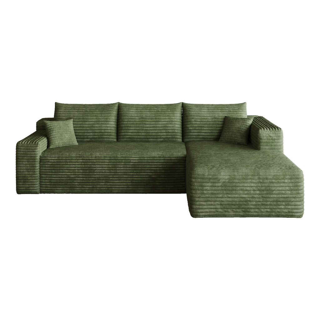 95' Cloud Sectional Sofa,Modern Minimalist Upholstered Couches, Comfort U Shaped Sofa for Living Room,Deep Seat Corner Couch,No Assembly Required,Green( (Plush Corduroy Fabric) - Grand Goldman Shop