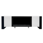 ON-TREND Modern TV Stand with 34.2' Non-heating Electric Fireplace, High Gloss Entertainment Center with 2 Cabinets, Media Console for TVs up to 78', White - Grand Goldman Shop