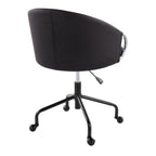 Contemporary Task Chair in Black Metal and Black Faux Leather with Silver Metal Accents | Premium Home Decor - Grand Goldman