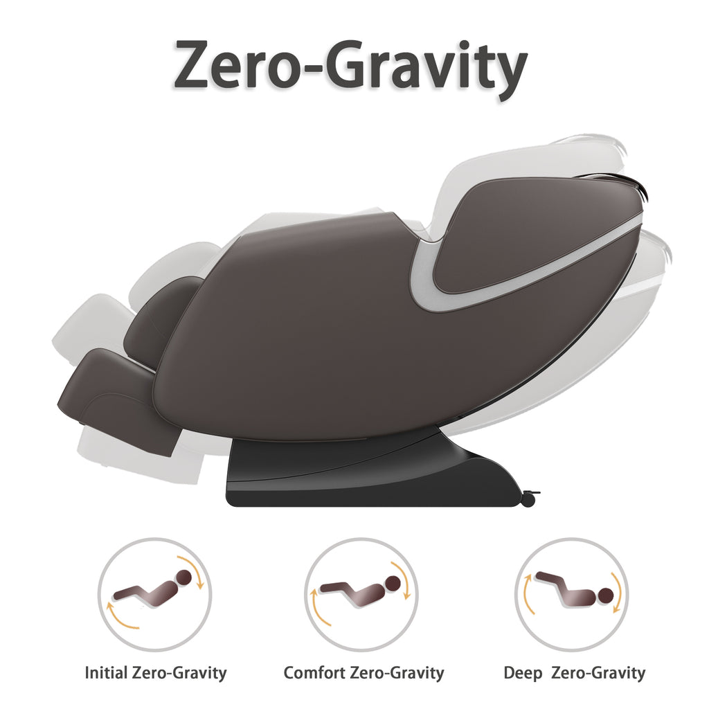 BOSSCARE Massage Chair Recliner with Zero Gravity, Full Body Airbag Massage Chair with Bluetooth Speaker, Foot Roller Brown - Grand Goldman Shop