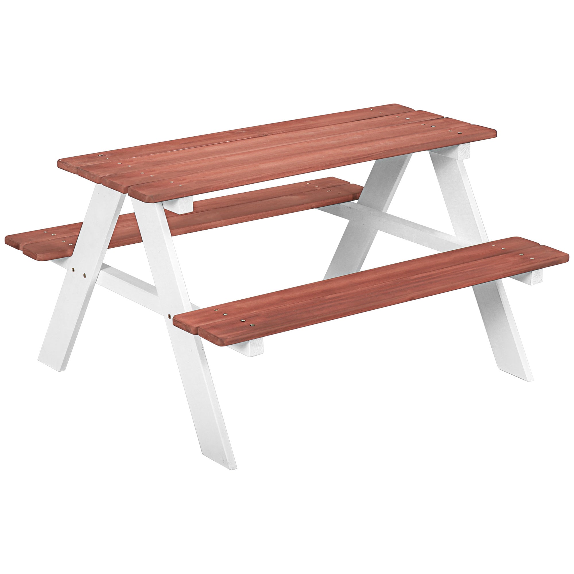Outsunny Kids Picnic Table Set, Wooden Table & Bench Set, Kids Patio Furniture Outdoor Toys for Garden, Backyard, Aged 3-8 Ye