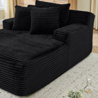 Single lazy sofa lounge chair, no assembly required, made of velvet fabric, fluffy modern single lounge chair, used for indoor living rooms and bedrooms-Black - Grand Goldman Shop