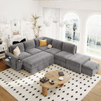 U_STYLE L-shaped Pull-Out Sofa Bed with Storage, USB Ports, and Cup Holders, Modular Design for Living Rooms, Offices & Apartments - Grand Goldman Shop